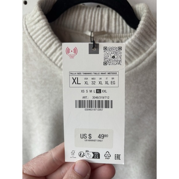 Zara Women's XL Cropped Bomber Jacket Cream Ivory NWT Chic Outerwear Varsity - Picture 5 of 7